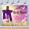 He is Risen Backdrop Easter Decorations Banner Jesus Cross Resurrection