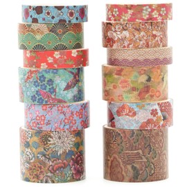 Songdao 12 Rolls Kyoto Charm Washi Tape Set Japanese Arts Adhesive Tapes Geometric Garden Decorative Masking Tape Sets for Craft, Kids, Scrapbook, DIY, Gift Wrapping (Incense & Fireworks)