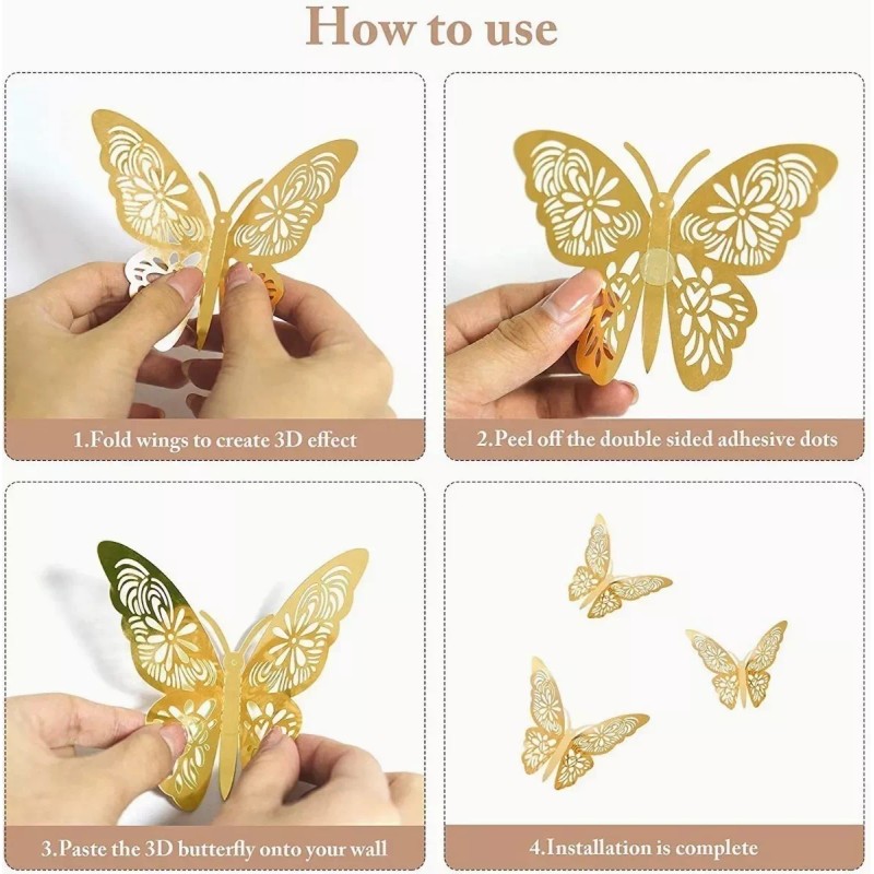 Dolores 36pcs Mariposas Decorativas Pared 3d Fiestas Adorno Pegatina
