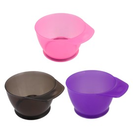 Outanaya 3PCS Thickened Hair Coloring Bowl with Handle Durable Plastic Dyeing Bowls for Home Salon Essential DIY Hair Dye Tools Pink Black and Purple
