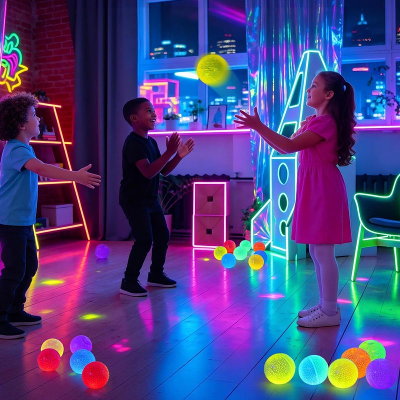Mega-L Glow in the Dark Balls, 8 Pcs Multicolor Glow