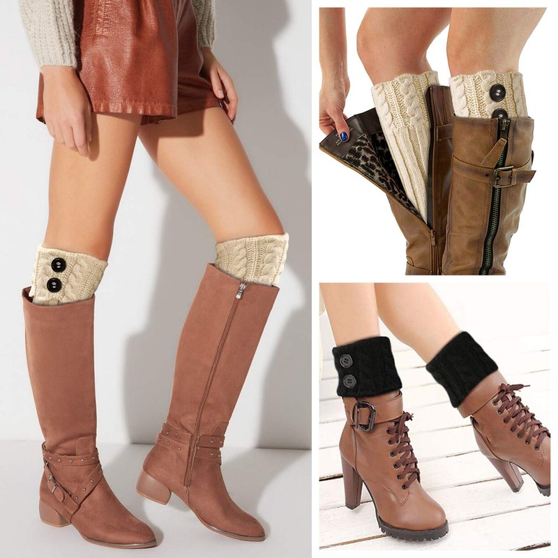 PHOGARY 4 Pairs Winter Warm Boot Cuffs for Women, Crochet