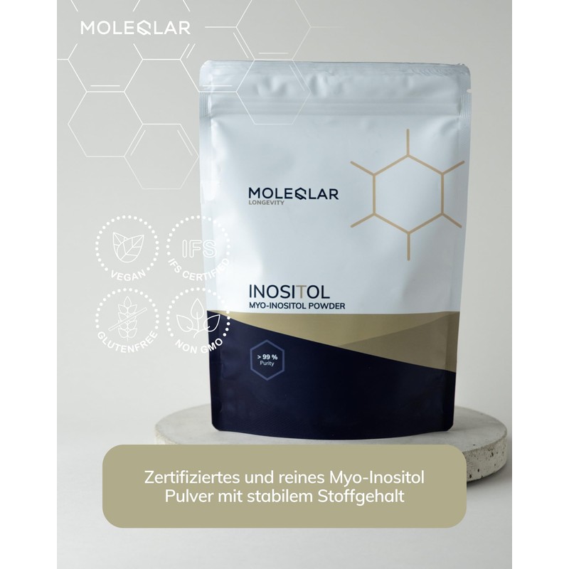 MoleQlar Myo-Inositol Powder 300 g - Certified and Pure Inositol