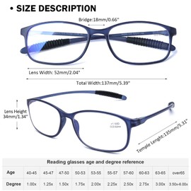 AQWANO Reading Glasses Computer Blue Light Blocking, TR90 Lightweight Flexible Unbreakable Readers for Women Men Anti UV Ray/Eye Strain/Glare +3.0