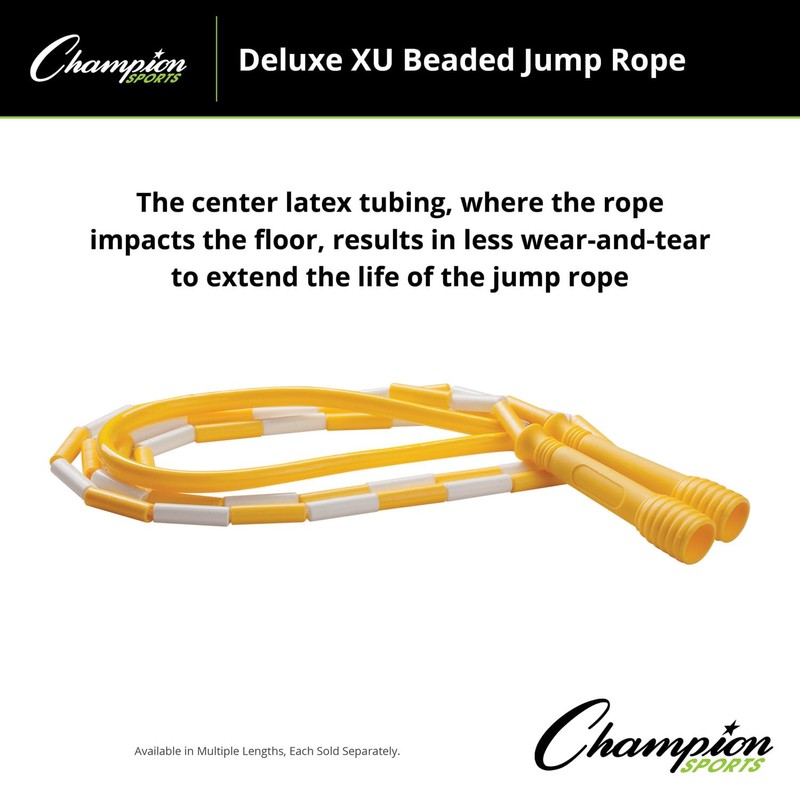 Champion Sports Deluxe XU Skipping Rope with Beads, Various Lengths