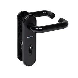 Hörmann D-110 534820 Handle Set (Short Plate for Waistband and Profile Cylinder, Black Plastic, Door Handle)