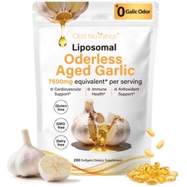 Obill NuTrance Aged Garlic Extract, 7500mg Odorless Organic Garlic Supplements, 2 Years Aged Garlic Extract, Grown Allium Sativum Bulb | Supports Immune & Antioxidant Health | Non-GMO, Gluten-Free