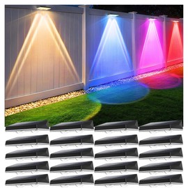 Solar Fence Lights Outdoor - 20 Pack RGB Fence Lights Solar Powered, 7 Color Modes & Warm White, IP67 Waterproof Dusk to Dawn Solar Powered Lights 12+ Hours for Fence/Backyard/Wall/Step/Patio/Deck