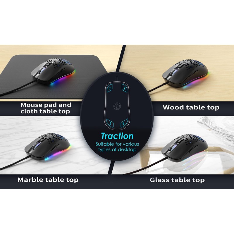 C306 Mouse Wired, Ultralight 70g Honeycomb Mouse, RGB 12800DPI Optical