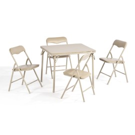 Homy Casa Folding Table and Chairs Set for Kids Dining Room Daycare and Classrooms, Children's Activity Table and Chairs Set, Space Save (Camel, 5 Piece)