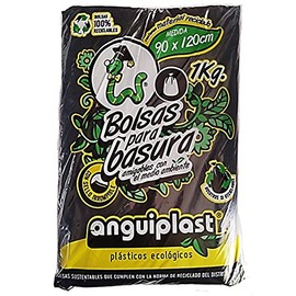 Anguiplast Bolsa de Basura Negra, Biodegradable, Ecológica 90 X 120 CM, 1 Kg