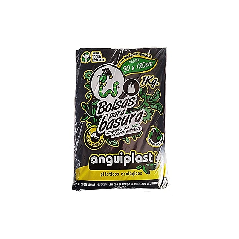 Anguiplast Bolsa de Basura Negra, Biodegradable, Ecológica 90 X 120