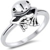 Cute Smiling Treefrog Animal Frog Ring (Silvery, One size)