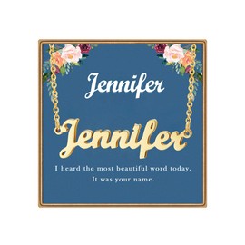 Ldurian Custom Name Necklace, Jennifer Name Plate Pendant Necklace Pre Gifts, Charm Necklaces Jewelry for Birthday Anniversary