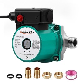 KOLERFLO Hot Water Recirculating Pump,93W 3/4" NPT Circulation Pump,Stainless Steel Head for Domestic Water Heater System (RS15-6 Stainless Steel Green)