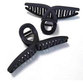 5 Inch Hair Claw Clips Extra Large No Slip Big Matte Jaw Butterfly Clip for Thin Fine Thick Hair Women, 2 Pack Black (Black, One size)