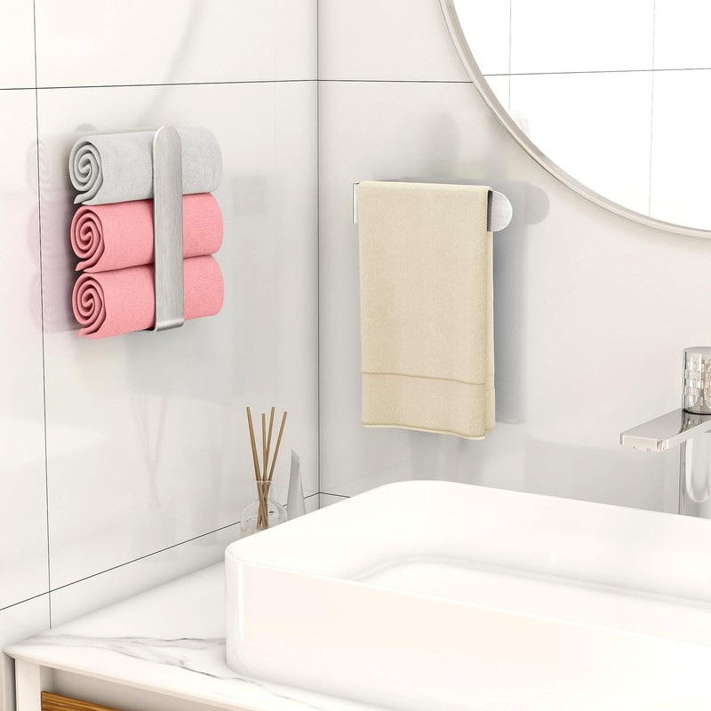Adhesive Hand Towel Holder, 8 Inch Towel Holder for Bathroom