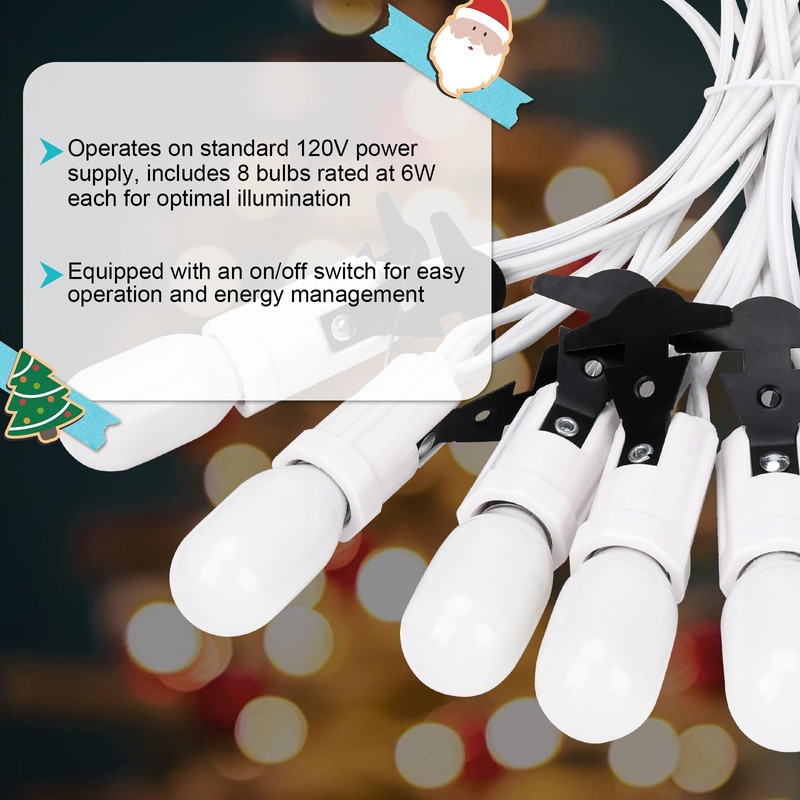 Six Socket Light Set With 8 Bulbs, 108 Inch Cord,