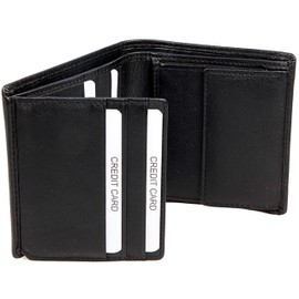 Hans Kniebes Leather Wallet for Men Small Wallet with 9 Card Slots Wallet with RFID Protection Nappa Leather Wallet Compact Wallet, black, Classic