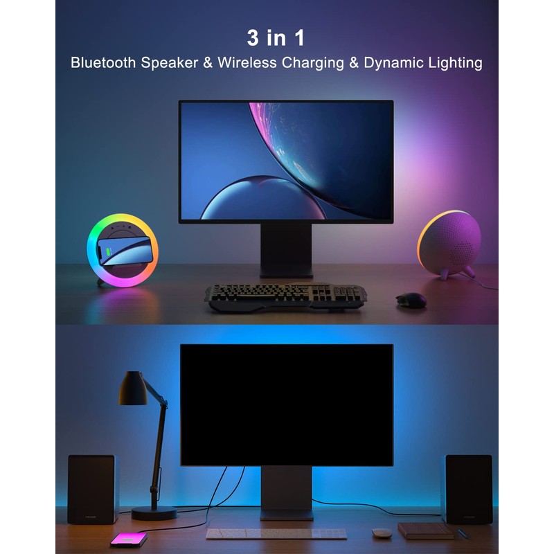Swarmir Bluetooth Speaker with Lights, Wireless Charging Speaker, Best Birthday
