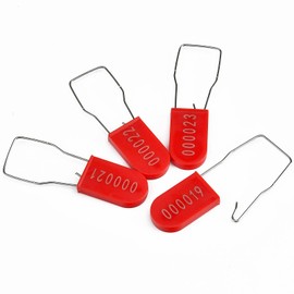 LeadSeals 100 Red Plastic Wire Padlocks Security Seals Electric Meter Security Seal Disposable Anti-Tamper Lock Sequentially Numbered