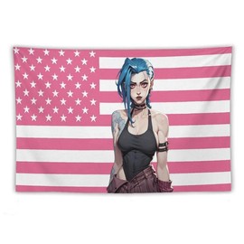 Arcane American Flag Tapestry |Wall Hanging, Gamer Flag, Nerdy Decor, Arcane Merch, Gamer Art, Gift for Gamer - Color: 90x60in