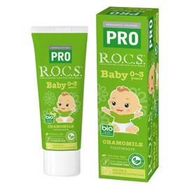 R.O.C.S. Rocks PRO Baby (0-3 years old), Chamomile Flavor, 100% Naturally Derived Ingredients, Additive-Free, Fluorine Free, Baby Toothpaste, 1.6 oz (45 g)