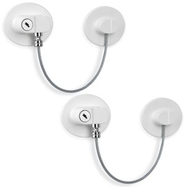 CTEOUNPT 2 Pack Fridge Lock with Key, Baby Proof Child Safety Refrigerator Freezer Lock for Kids and Adults(Oval White)