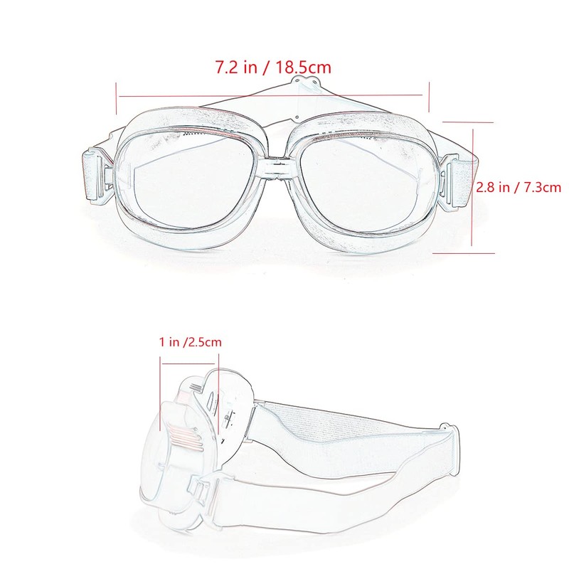kucehiup Vintage Aviator Goggles Motorcycle Goggles (Clear lenses)