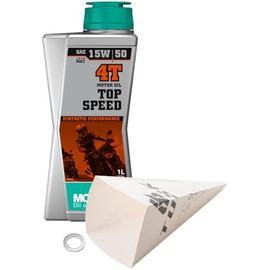 TUSK 2-Stroke Oil Change Kit – Motorex Top Speed 15W-50, M10 Crush Washer, Funnel & Gloves – Compatible with KTM 65 SX 2009–2025 – Motorcycle/ATV Specific Maintenance Kit