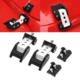RT-TCZ for Wrangler Hood Latch Lock Catch, Aluminum Hood Latches for Jeep Wrangler JK JKU 2007-2017 JL JLU 2018 up Gladiator JT 2020 up Silver Exterior Accessories 2pcs