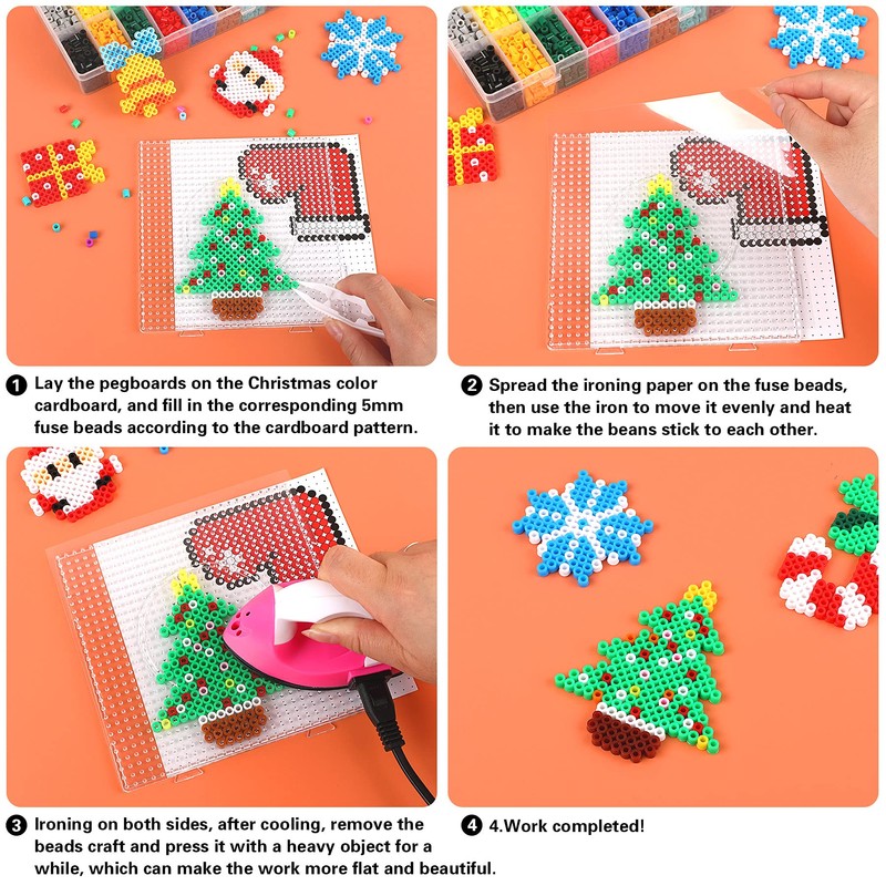 AUGSUN Christmas Fuse Beads Kit - 5100Pcs+ 24 Colors Crafting