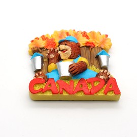 Canada Souvenir Refrigerator Magnets Gift Resin Handcraft Fidge Magnets with Moose Beaver Bear Canadian National Flag Maple (Bear Licking Maple Syrup)