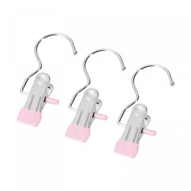 sourcing map Laundry Clips with Hook, Metal Boot Hangers Chrome Plated Pink 114mm, 12 Pcs