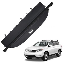Okutech Retractable Cargo Cover Compatible with Toyota Highlander Manual Tailgate 2008-2013 Rear Privacy Screen Car Storage Trunk Luggage Tonneau Security Shade (Carbon Fiber Style)