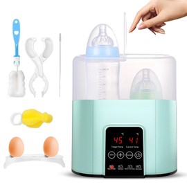 Bizcasa 4-in-1 Bottle Warmer, Baby Bottle Warmer for Baby Bottles, Baby Steriliser for Baby Bottles, Baby Food Warmer, Quick Heating, Defrosting and Keeping Warm with LCD Display (Green)