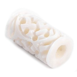 Windalf Hair & Beard Jewellery SÎLA 16 mm Viking Knot Pattern Bone, Fabric