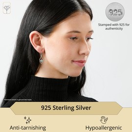 MAX + STONE Purple Amethyst Dangle Earrings for Women in 925 Sterling Silver with Leverback and 5mm February Birthstone