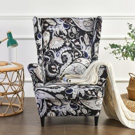 Wingback Chair Covers 2-Piece Stretch Wing Chair Cover for Armchair, Soft Spandex Fabric Washable Sofa Slipcover Living Room Bedroom Hotel Furniture Protector(Color 165)