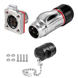 CNLINKO BD-20 Industrial Waterproof Connector IP67 Circular Connector Built-in Socket Aviation Plug Anti-Interference Shell Aviation Connector M20 2-14 Pin Flange Socket (4 Pin)