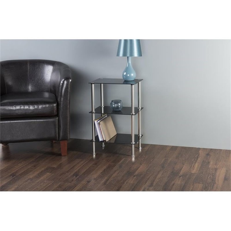 AVF Transitional Steel and Glass Small 3-Tier Shelving Unit in