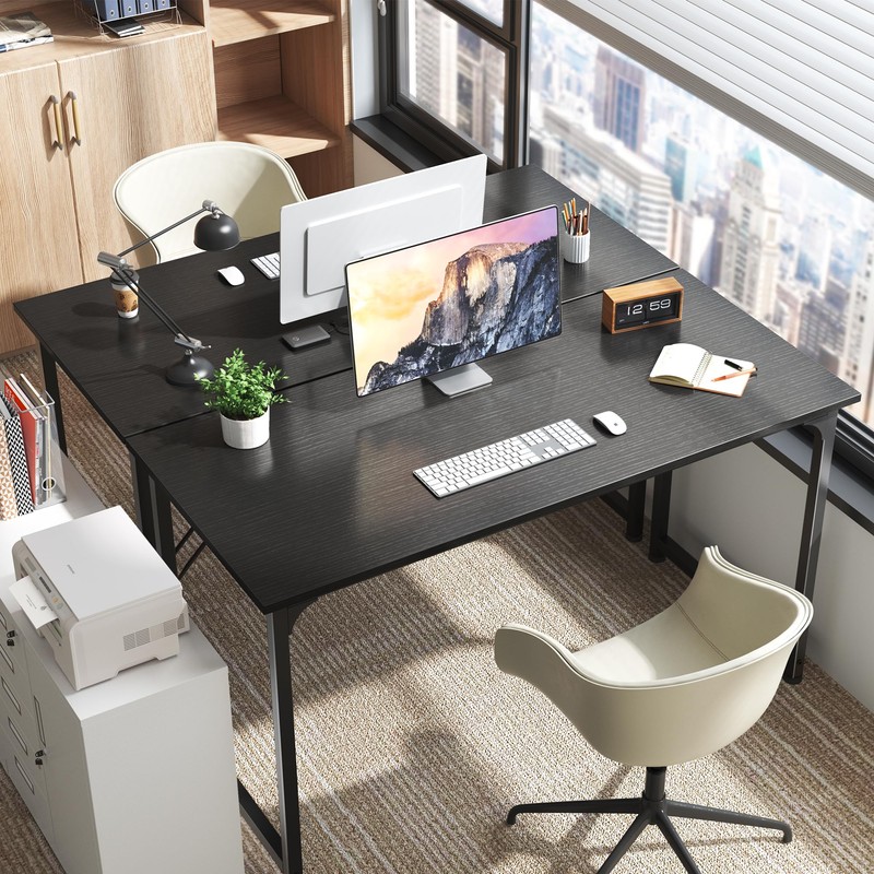 Huuger Computer Desk, 55 Inch Office Desk, Gaming Desk with