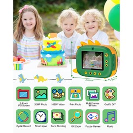 Kids Instant Camera for 3-12 Years Old Kids Toddlers Childrens Boys Girls Christmas Birthday Gifts 2.0 Inch Screen 12MP / 1080P HD Video Camera Baby Instant Print Digital Camera