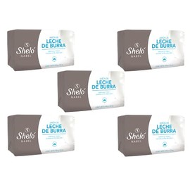 Paquete Con 5 Jabón de leche de burra unifica tono de piel aclarante natural limpieza facial sheló nabel