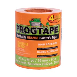 FrogTape ProGrade Orange Painters Tape, 1.5 Inch Wide (1.41 In. x 60 Yds), High Adhesion, Paint Tape for Indoor & Outdoor Applications, Orange, 4 Rolls (242808)