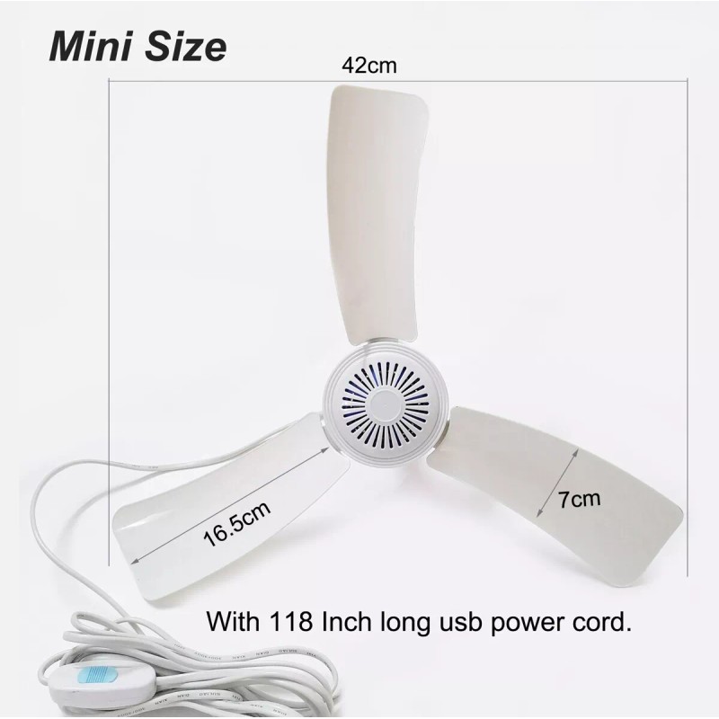 SKYRI Portable Ceiling Fan Mini USB Tent Fans for RV