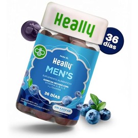 Vitaminas para Hombre en Gomitas con L-Teanina y Zinc HEALLY | Vitaminas A, B, C y E, Energía y Claridad Mental, 72 Gomitas, Sin Azúcar, Sin Gluten, S