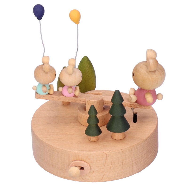 Wooden Seesaw Music Box Handicraft Home Decoration Desktop Ornament Valentine's