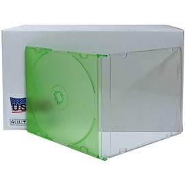 USDISC CD Jewel Cases Slimline 5.2mm, Single 1 Disc, Multicolor, Pack of 200