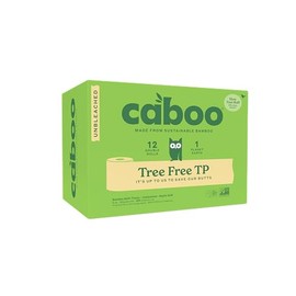 Caboo Tree Free Toilet Paper, Unbleached, Plastic Free Packaging, Septic Safe, Eco Friendly, Chemical Free, Non Toxic, 2 Ply Toilet Tissue, Pack of 12 Double Rolls, 300 Sheets Per Roll